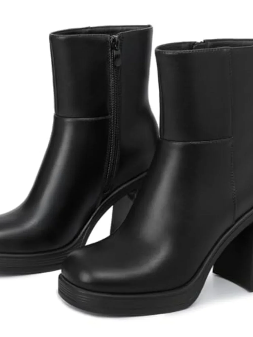 Platform Ankle Boots Chunky Block Heel Square Toe Booties
